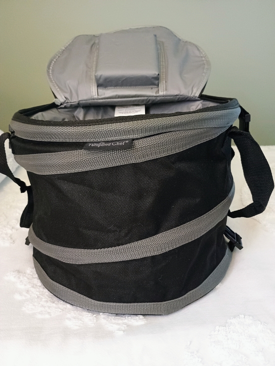 Pampered Chef Other - Pampered Chef Black and Gray Insulated Collapsible Cooler Bag